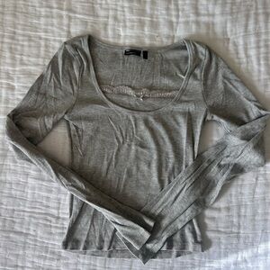 ASOS Light Gray Long Sleeve Top with Embellished Detail